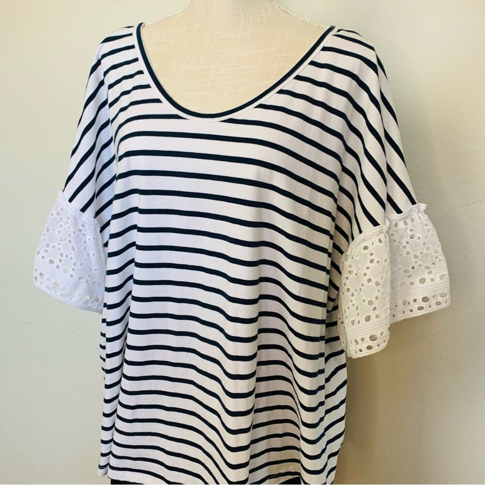 Fever Stripped Ruffle Sleeve Top - Picture 10 of 12